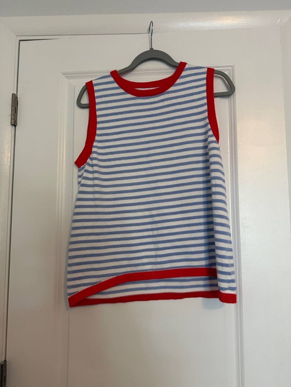 Kids Striped Sleeveless Tank with Red Trim